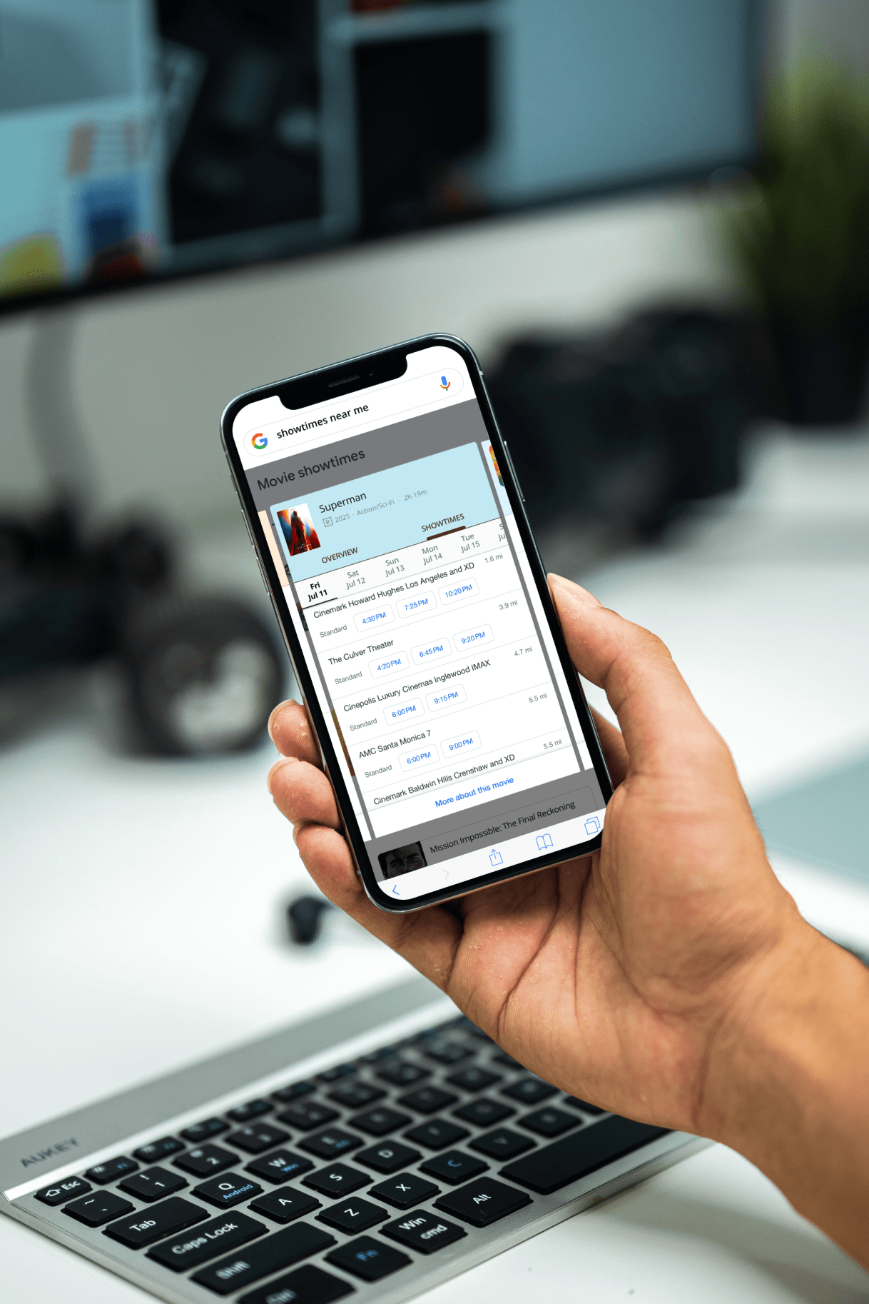 Movie showtimes on Google