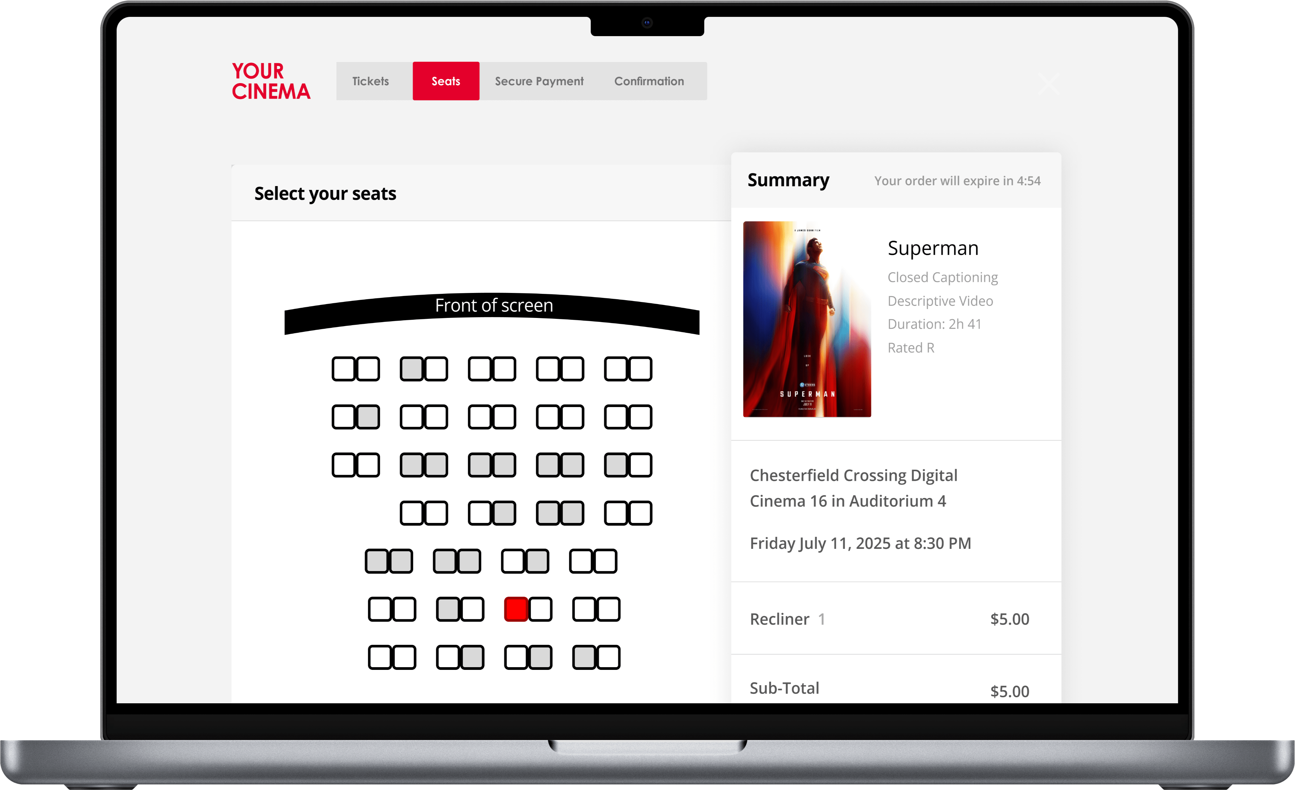 Boxoffice Online Ticketing User Interface