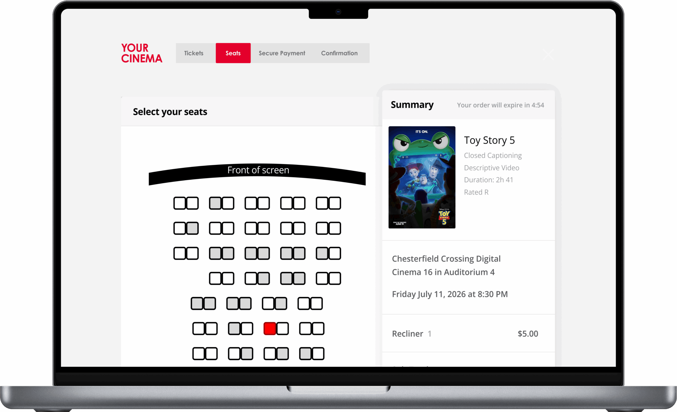 Boxoffice Online Ticketing User Interface